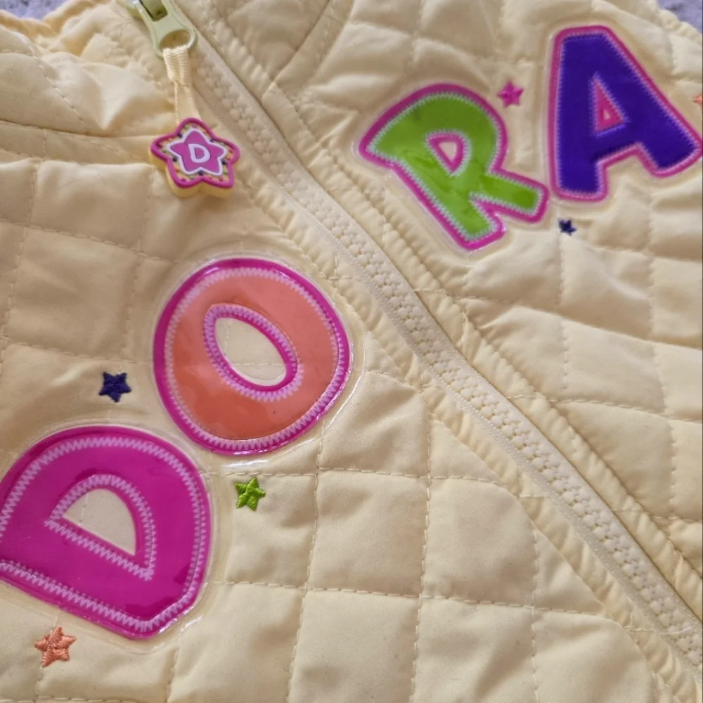 Vintage Y2k Yellow Nick Jr. Dora The Explorer Quilted Vest